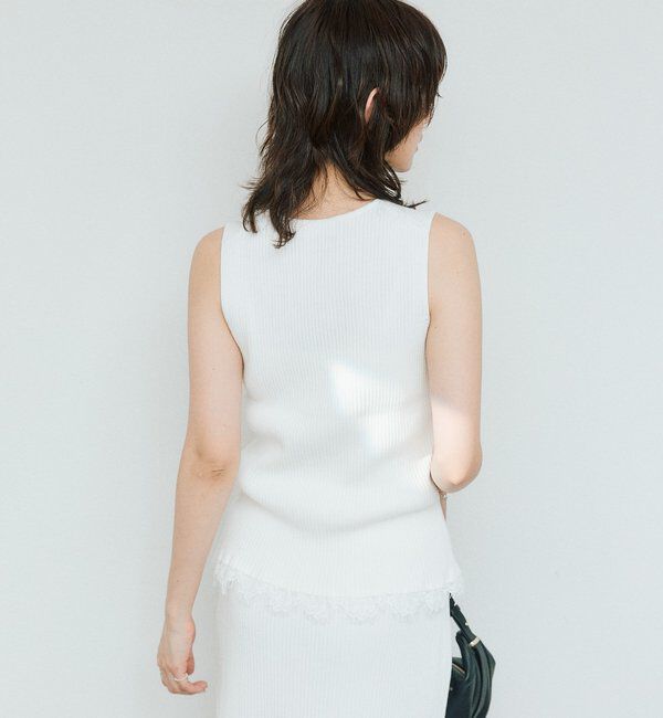  「予約【セットアップ対応可】レースヘムスリーブレスニット」|ニット・セーター|