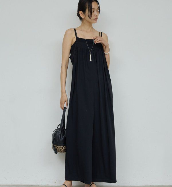  「ギャザーオールインワン」|ワンピース|ブラック