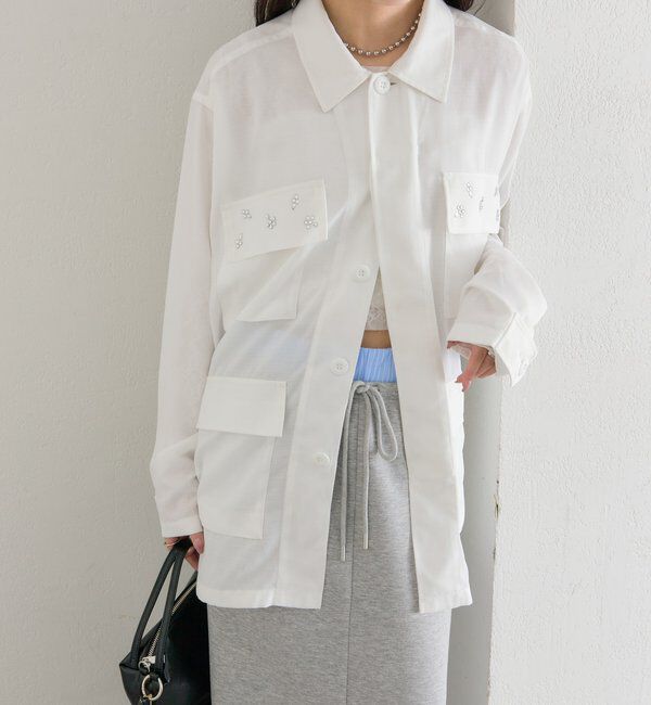  「ポケットビジューカバーオール」|ブルゾン・スタジャン|