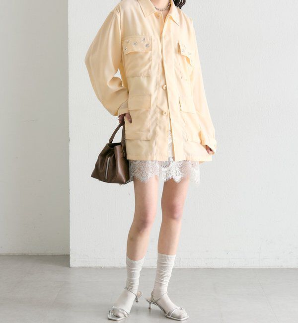  「ポケットビジューカバーオール」|ブルゾン・スタジャン|