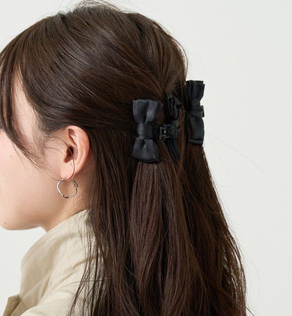  「サテンリボンヘアクリップ」|その他|ブラック