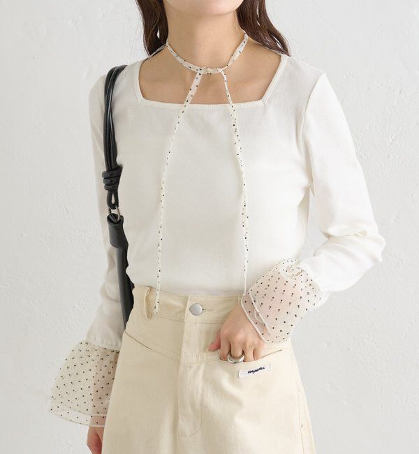  「袖口チュールロンT」|Tシャツ・カットソー|