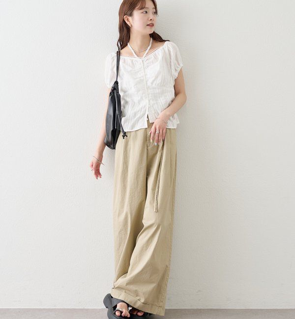  「キャップスリーブコットンレースブラウス」|シャツ・ブラウス|