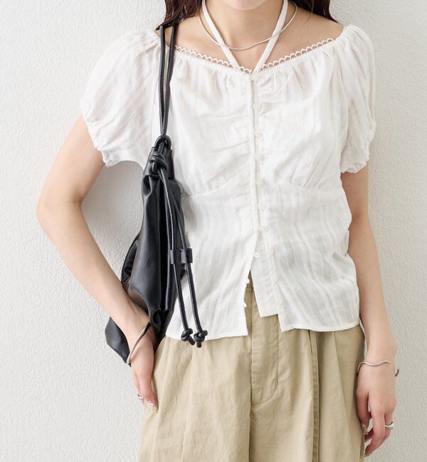  「キャップスリーブコットンレースブラウス」|シャツ・ブラウス|