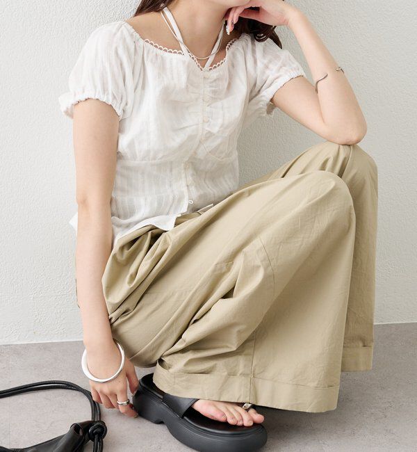  「キャップスリーブコットンレースブラウス」|シャツ・ブラウス|
