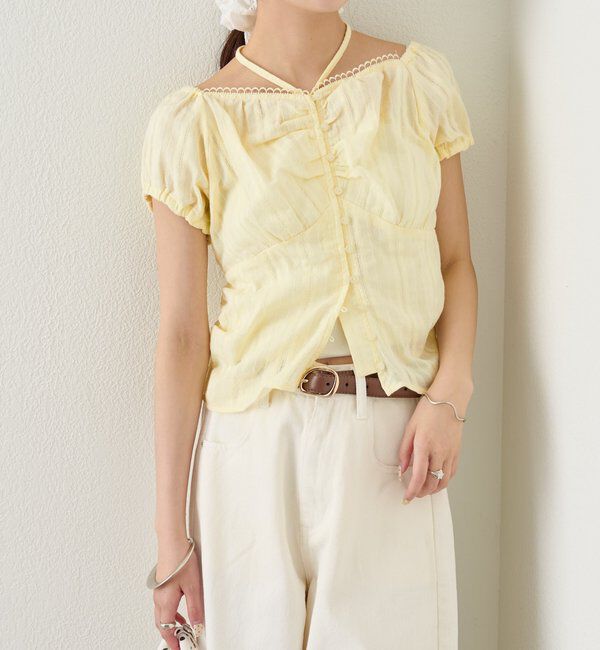  「キャップスリーブコットンレースブラウス」|シャツ・ブラウス|