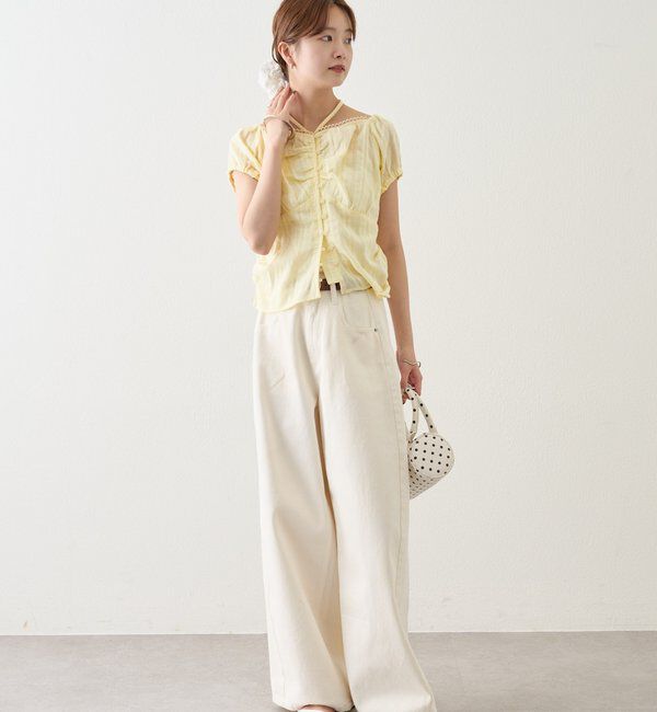  「キャップスリーブコットンレースブラウス」|シャツ・ブラウス|