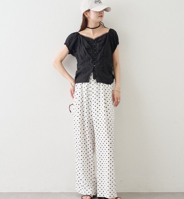  「キャップスリーブコットンレースブラウス」|シャツ・ブラウス|