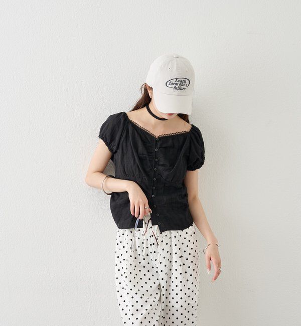  「キャップスリーブコットンレースブラウス」|シャツ・ブラウス|
