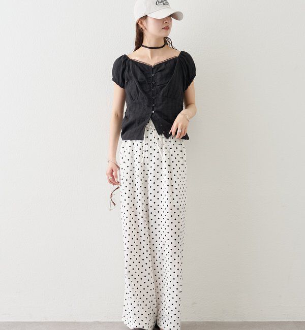  「キャップスリーブコットンレースブラウス」|シャツ・ブラウス|