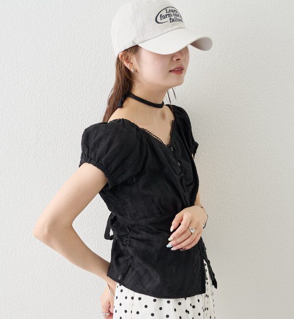  「キャップスリーブコットンレースブラウス」|シャツ・ブラウス|
