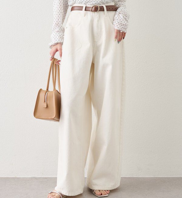  「ベルト付きカーブワイドデニム」|デニム|