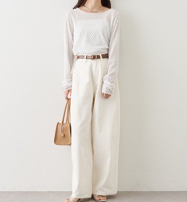  「ベルト付きカーブワイドデニム」|デニム|