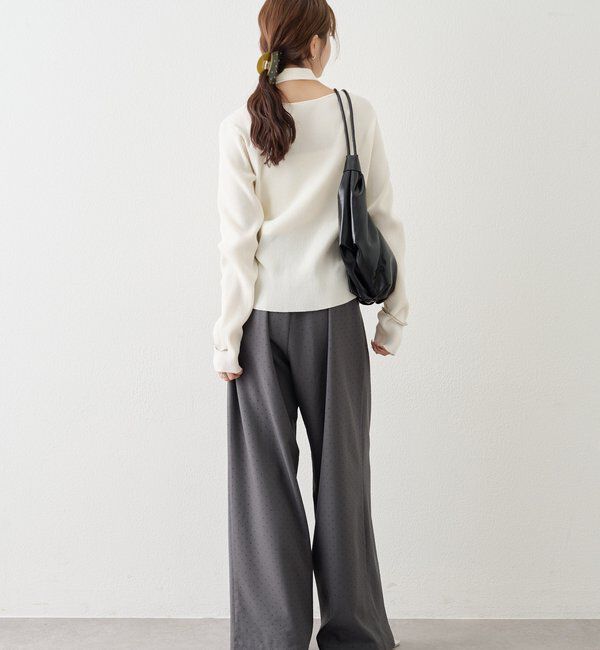  「タイ付きスクエアネックカーディガン」|カーディガン|