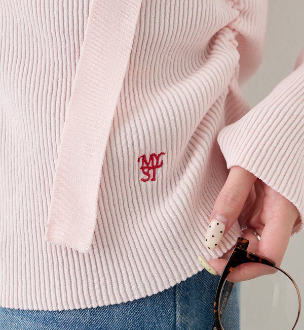  「タイ付きスクエアネックカーディガン」|カーディガン|