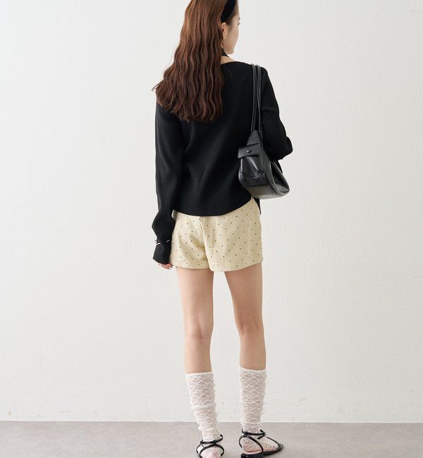  「タイ付きスクエアネックカーディガン」|カーディガン|