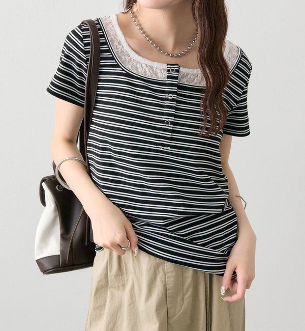  「スクエアネックヘンリーTシャツ」|Tシャツ・カットソー|ブラックその他2