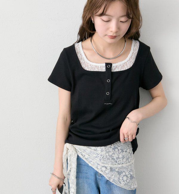  「スクエアネックヘンリーTシャツ」|Tシャツ・カットソー|