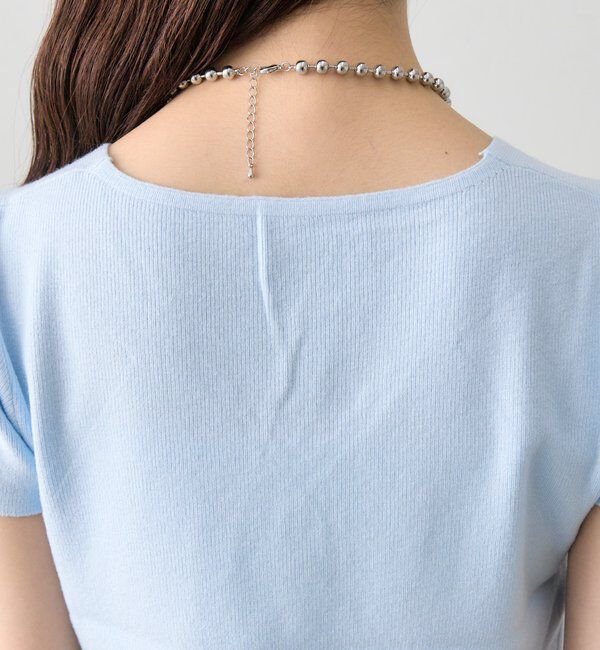  「レースライン半袖ニットカーディガン」|カーディガン|