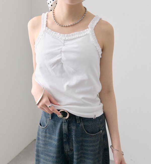  「パット付きギャザーフリルキャミソール」|キャミソール|