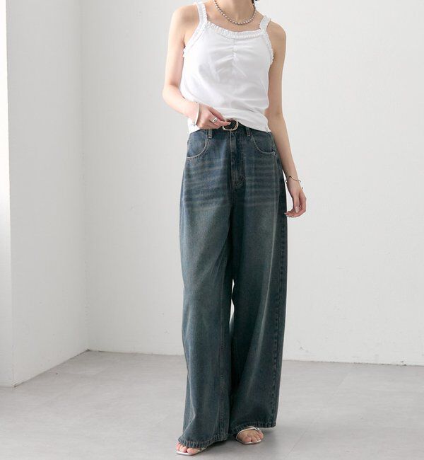  「パット付きギャザーフリルキャミソール」|キャミソール|