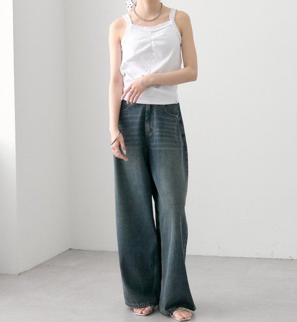  「パット付きギャザーフリルキャミソール」|キャミソール|