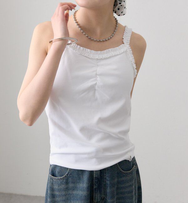  「パット付きギャザーフリルキャミソール」|キャミソール|
