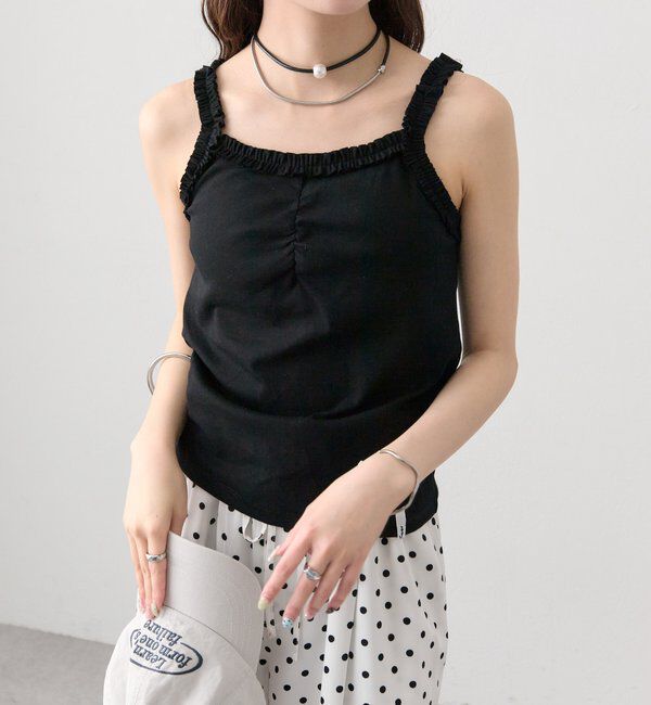  「パット付きギャザーフリルキャミソール」|キャミソール|