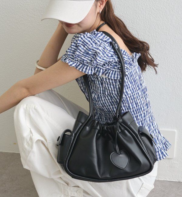  「ハートチャーム付きコンビBAG」|トートバッグ|ブラック