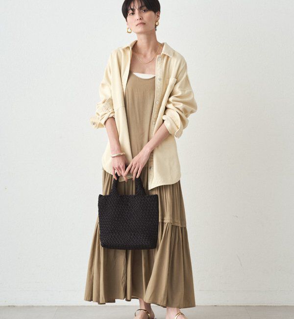  「サテンティアードキャミワンピース」|ワンピース|