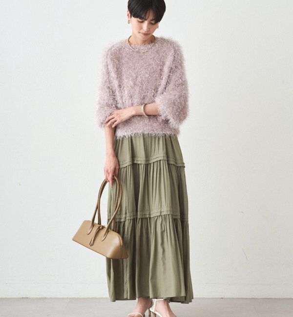  「サテンティアードキャミワンピース」|ワンピース|