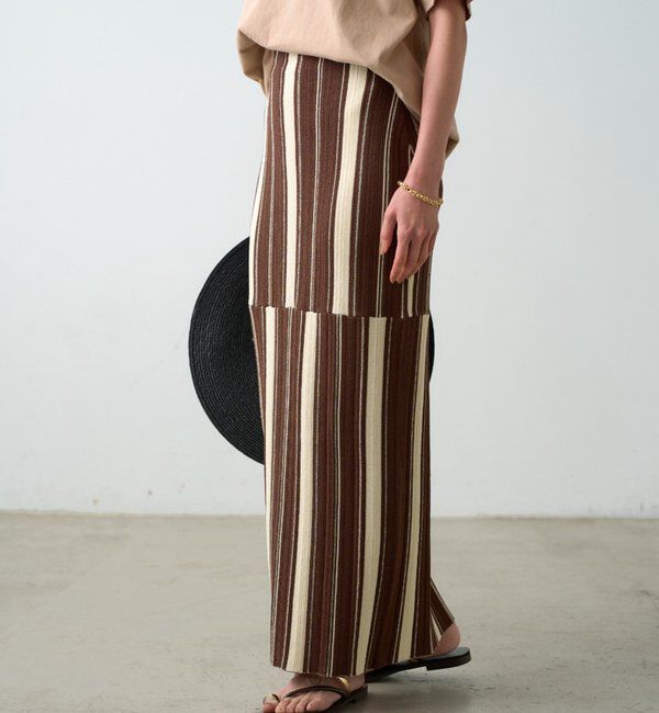  「マルチストライプニットスカート」|スカート|