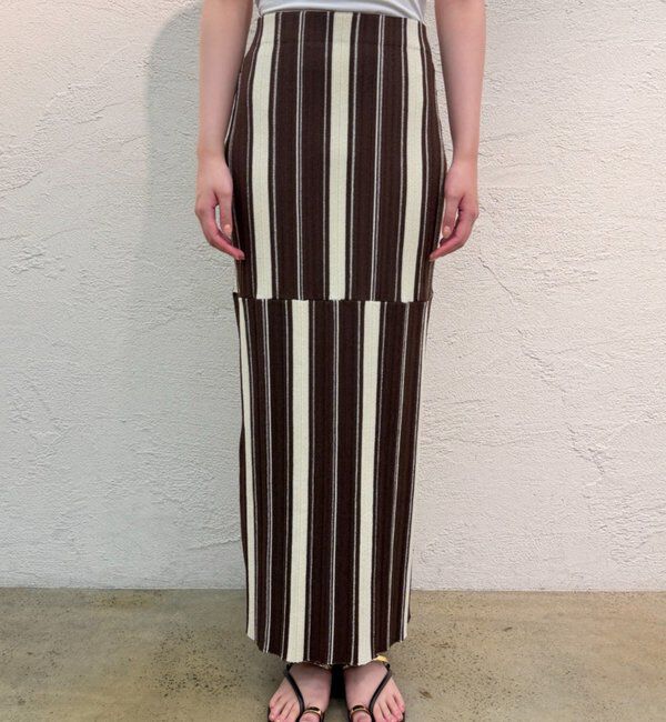  「マルチストライプニットスカート」|スカート|