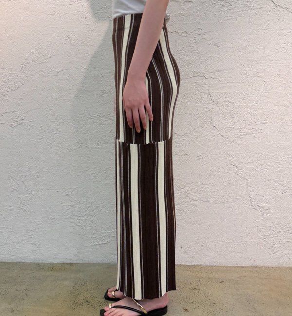  「マルチストライプニットスカート」|スカート|