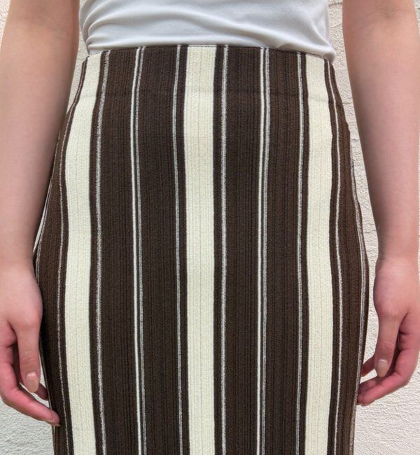  「マルチストライプニットスカート」|スカート|
