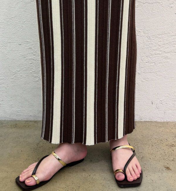  「マルチストライプニットスカート」|スカート|