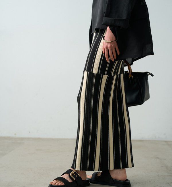  「マルチストライプニットスカート」|スカート|