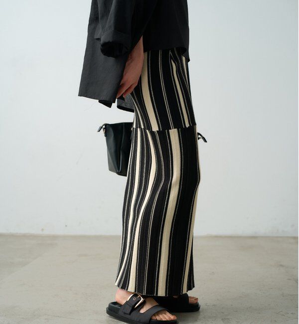  「マルチストライプニットスカート」|スカート|