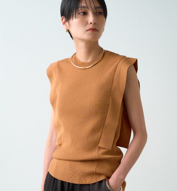  「サイドフラップニット」|ニット・セーター|キャメル