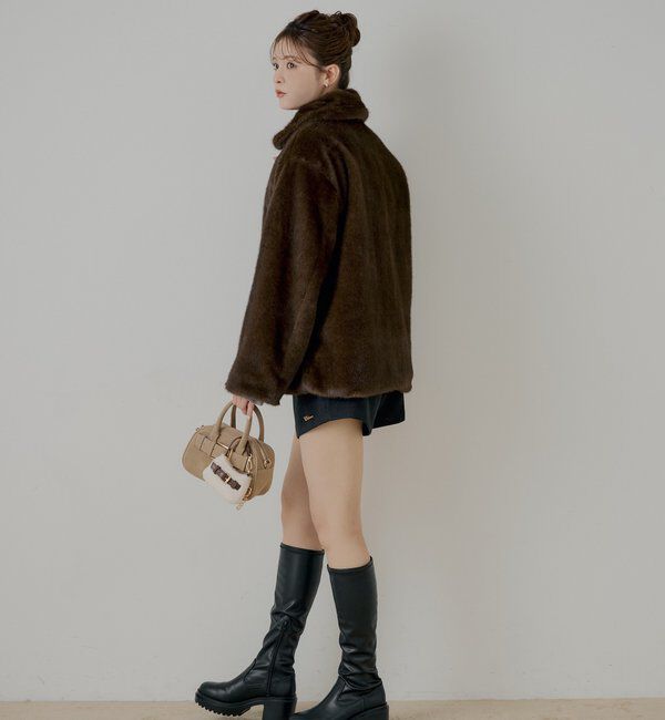  「金釦ミディアム丈ファーコート」|その他|