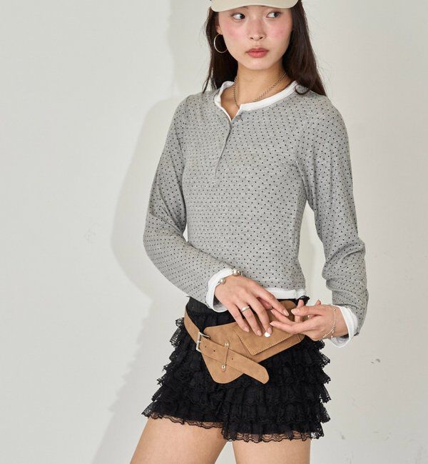  「ドットレイヤードヘンリートップス」|Tシャツ・カットソー|