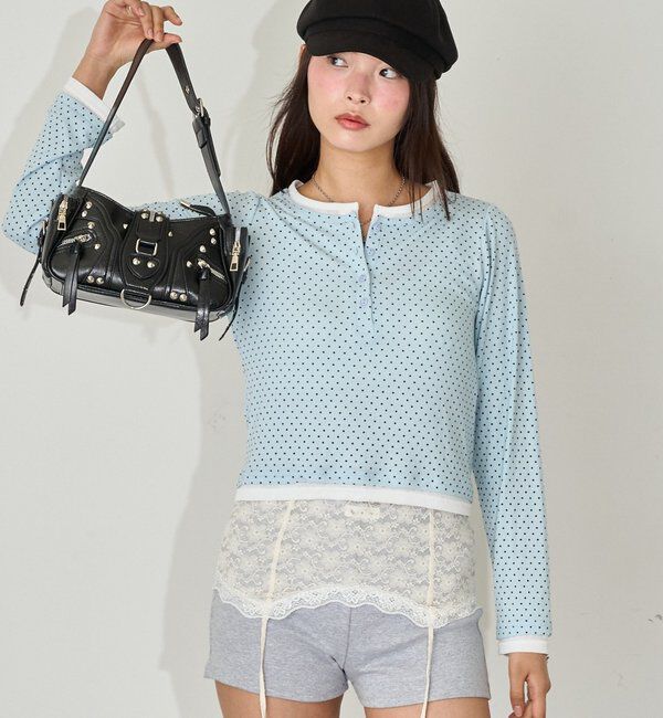  「ドットレイヤードヘンリートップス」|Tシャツ・カットソー|