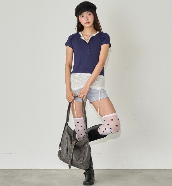  「レイヤードヘンリーS/Sトップス」|Tシャツ・カットソー|