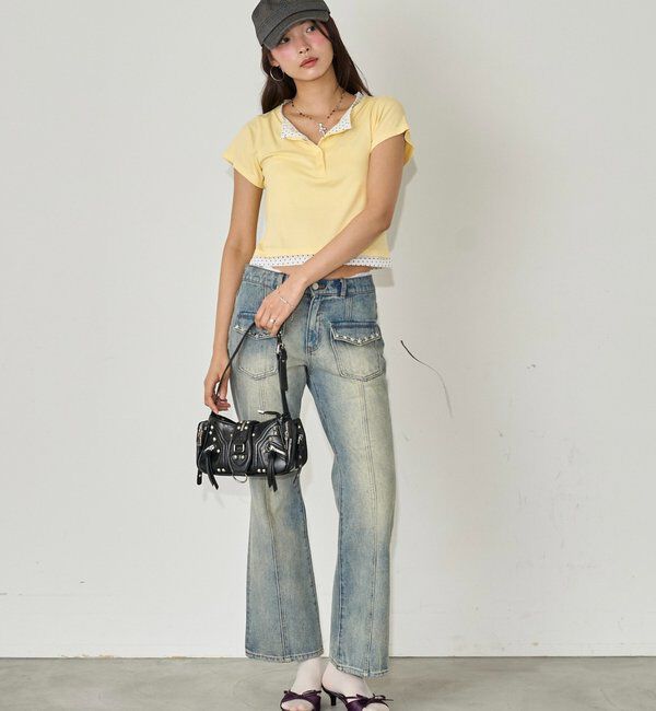  「レイヤードヘンリーS/Sトップス」|Tシャツ・カットソー|