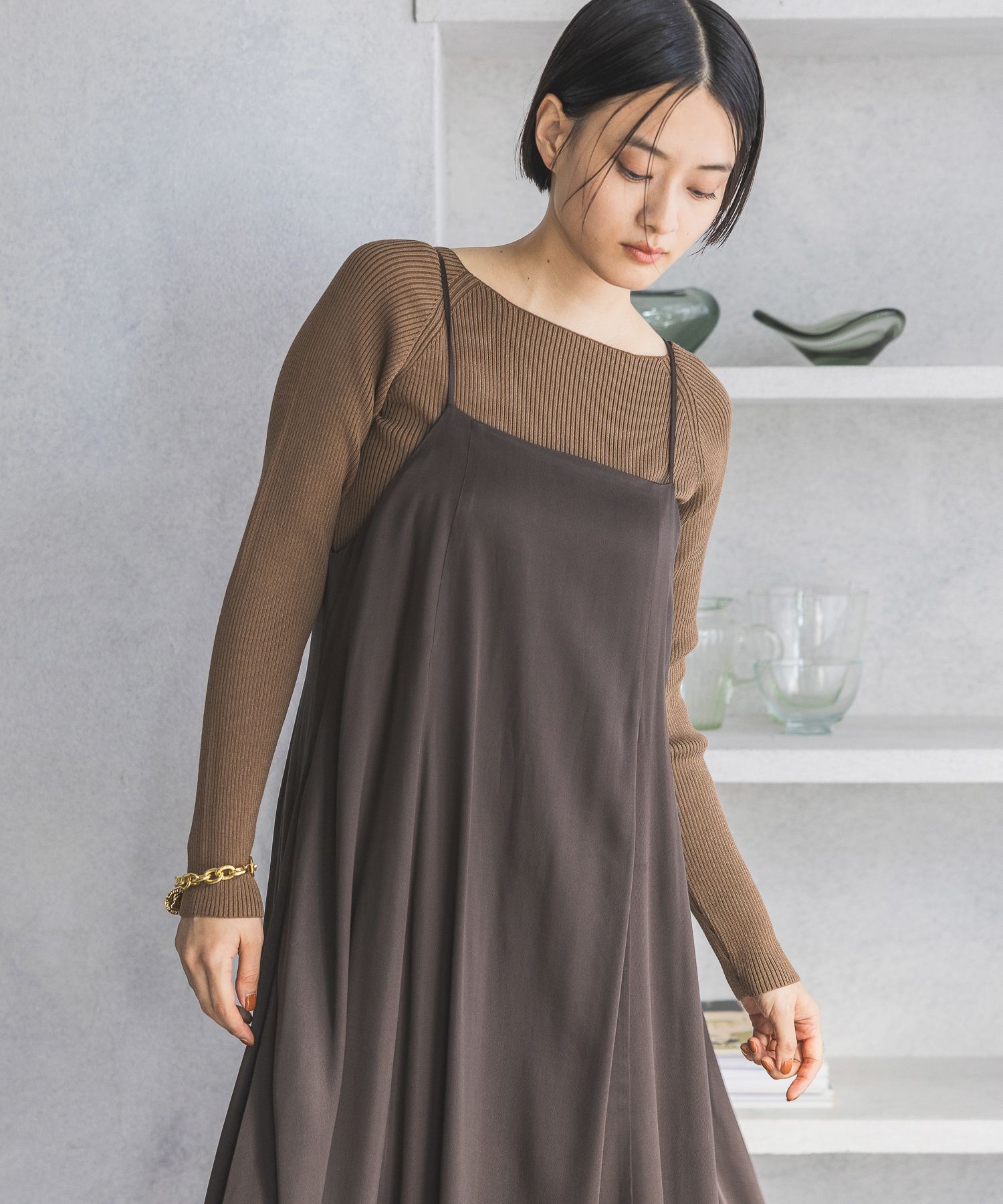 A part by 「2WAYボートネックプルオーバー_長袖」|ニット・セーター|ブラウン