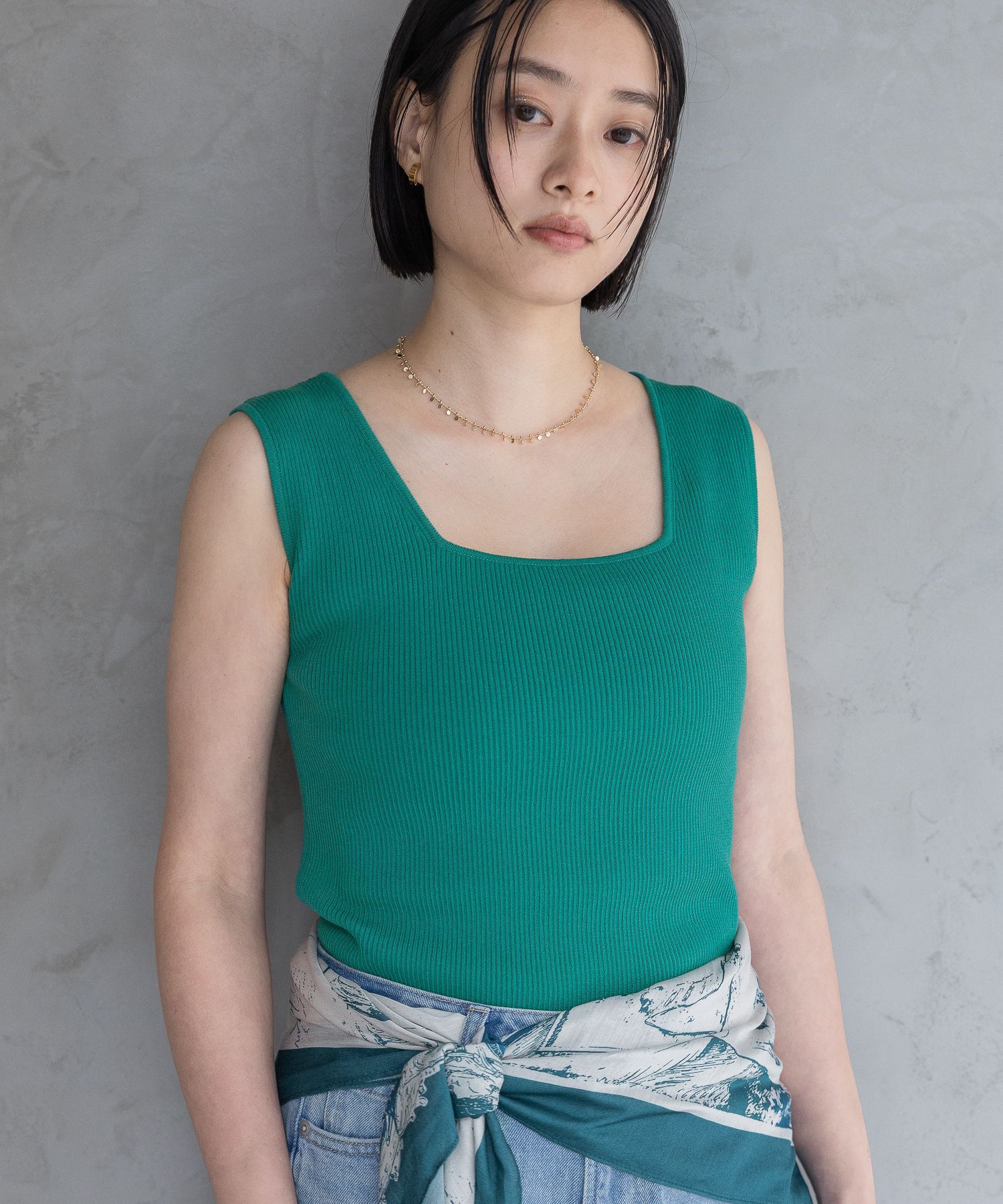 A part by 「スクエアリブタンク」|タンクトップ|グリーン