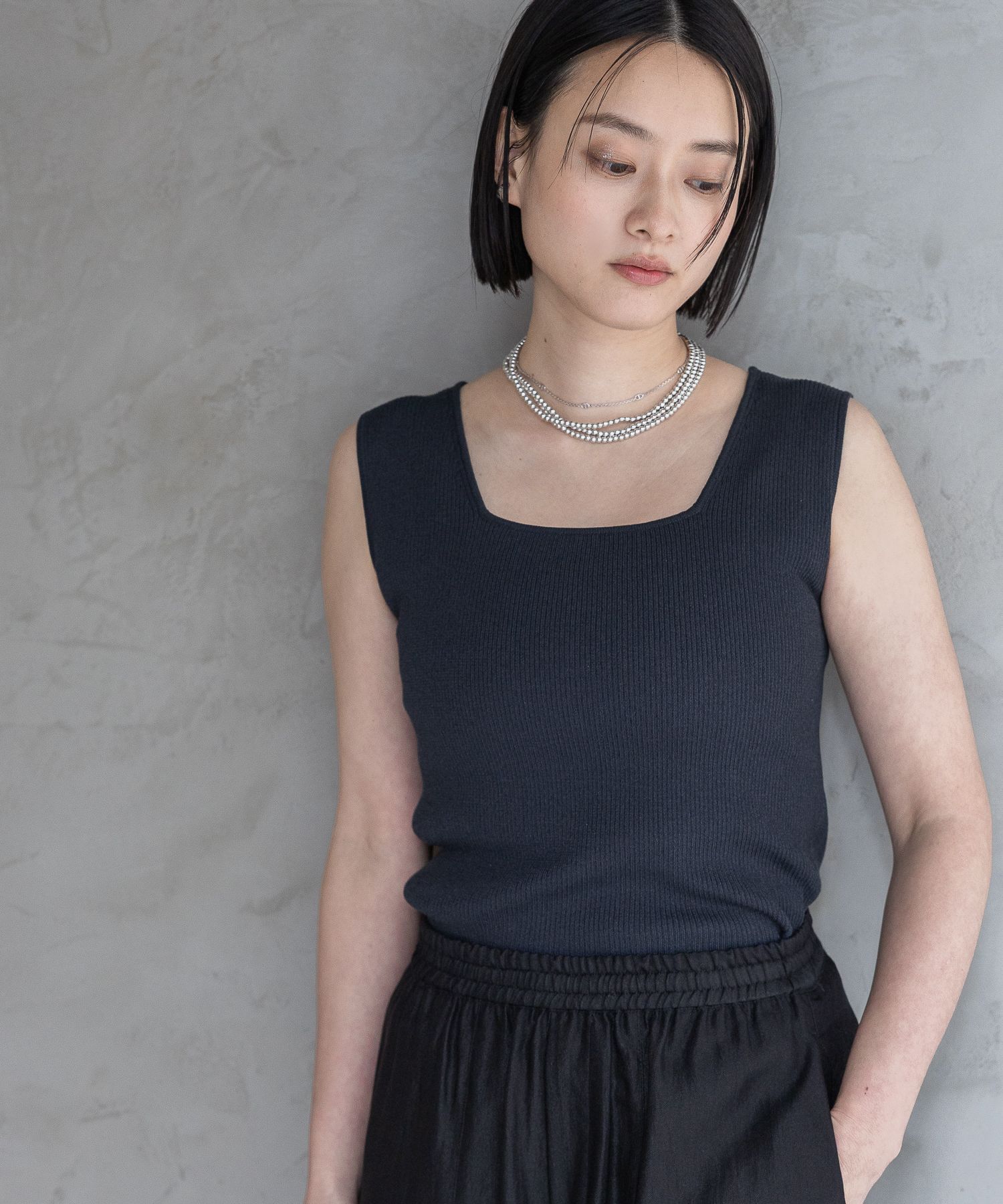A part by 「スクエアリブタンク」|タンクトップ|ネイビー