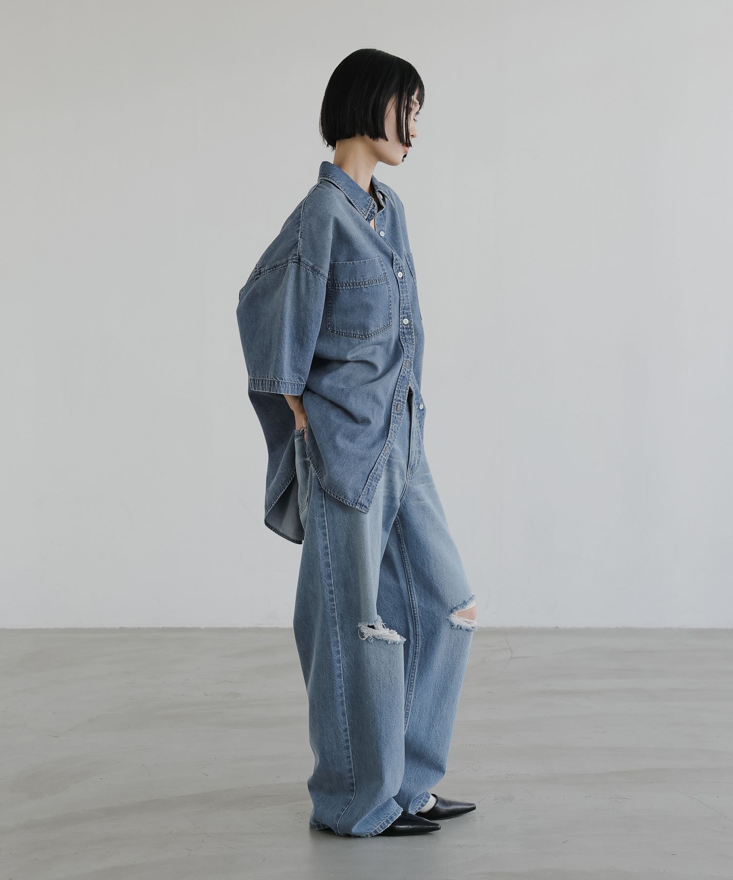 LOWRYS FARM「アソートデニムＢＩＧシャツＳＳ」|シャツ・ブラウス|