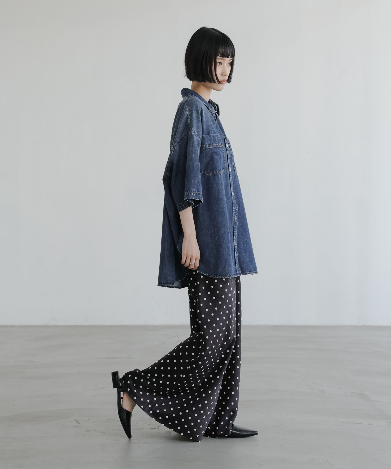 LOWRYS FARM「アソートデニムＢＩＧシャツＳＳ」|シャツ・ブラウス|