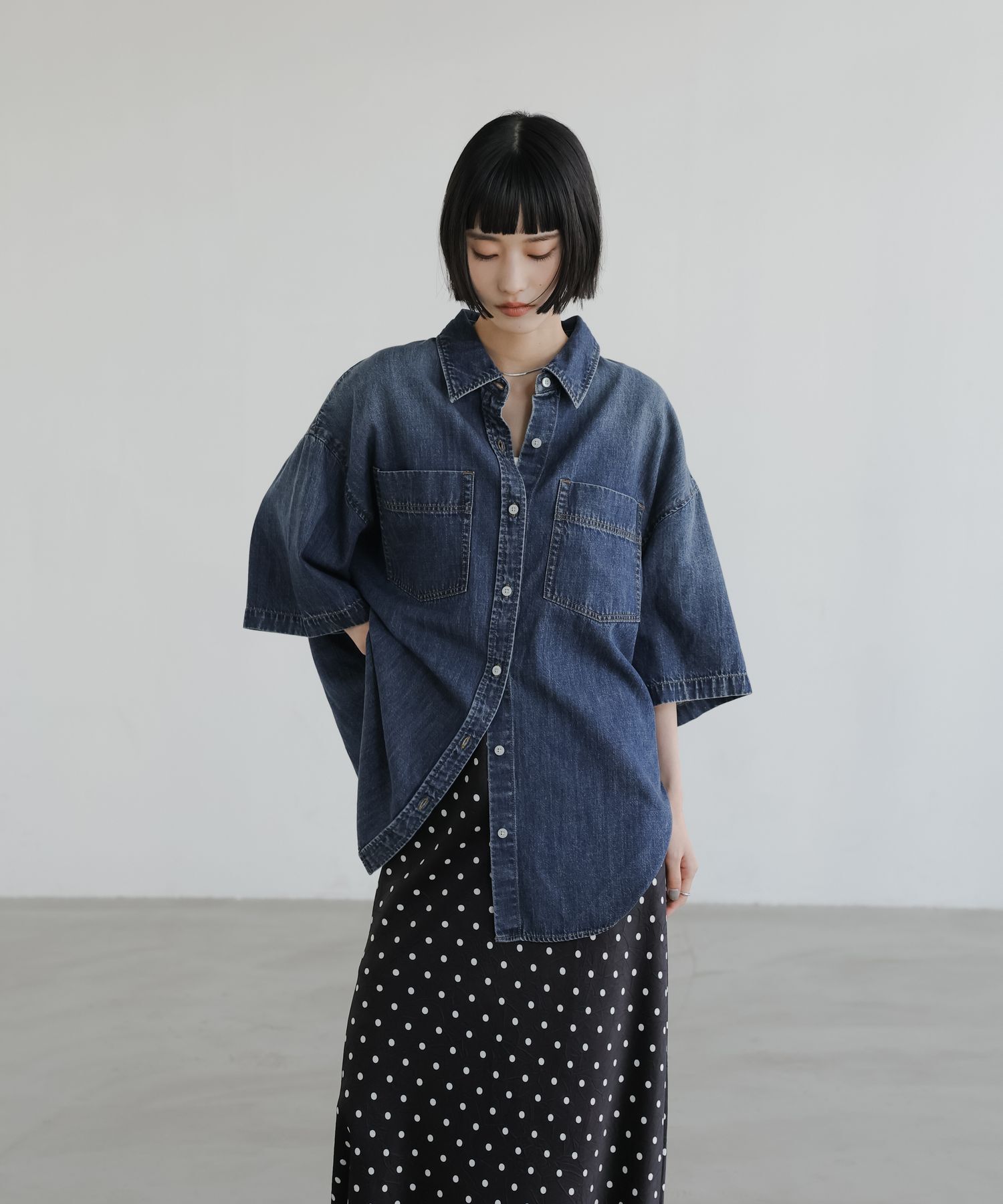 LOWRYS FARM「アソートデニムＢＩＧシャツＳＳ」|シャツ・ブラウス|